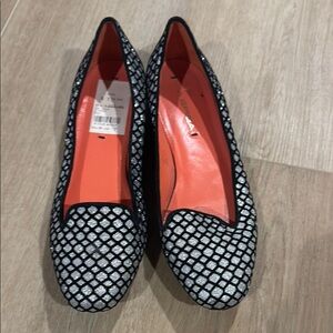 Via Spiga Black and Silver Loafers with Streamlined Silhouette